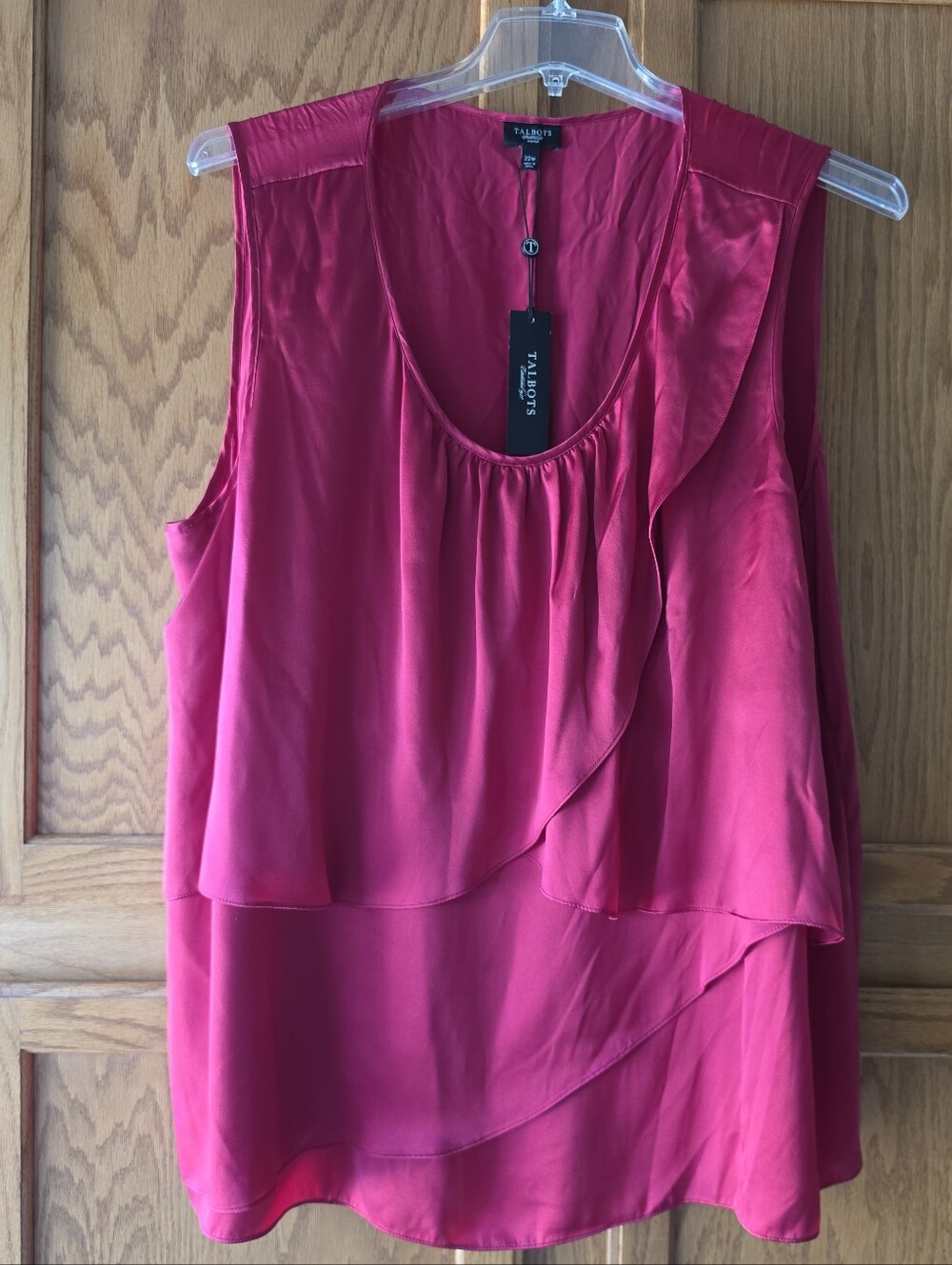 Talbots Red Satin Layered Sleeveless CamisoleNWT Talbots 100% Silk Ruffle Tiered